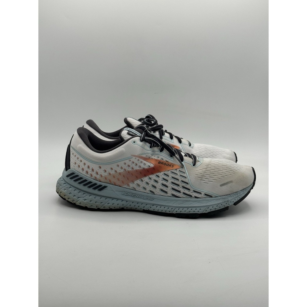 Brooks Adrenaline GTS 21 Shoes Womens Size 11 White Orange Mesh Running Sneaker